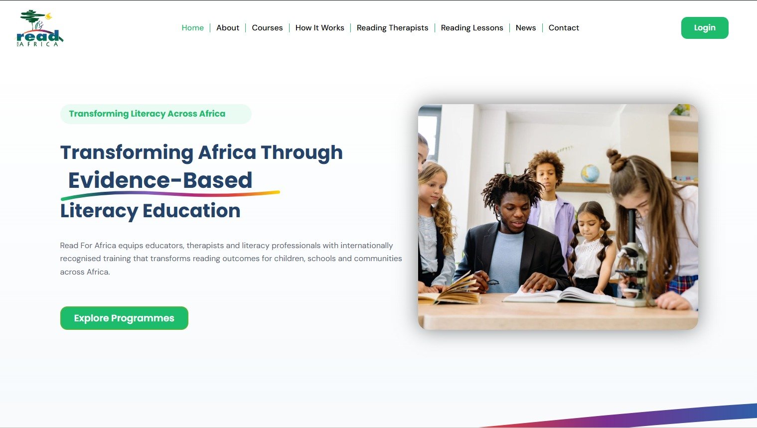 Home Read For Africa website homepage