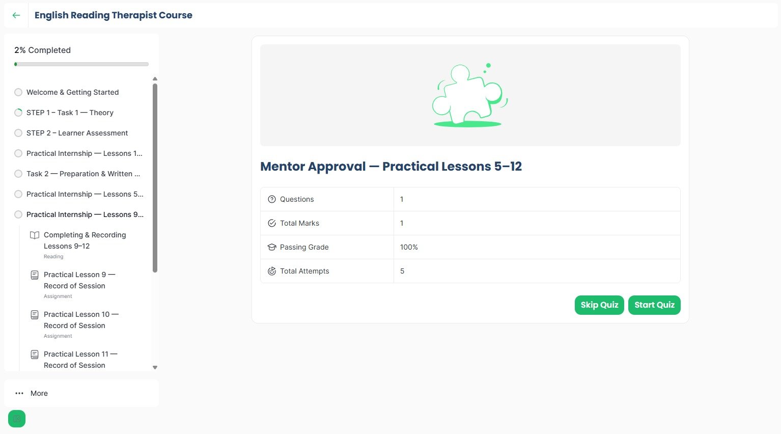 Read For Africa learning platform showing the lesson list and a mentor approval step