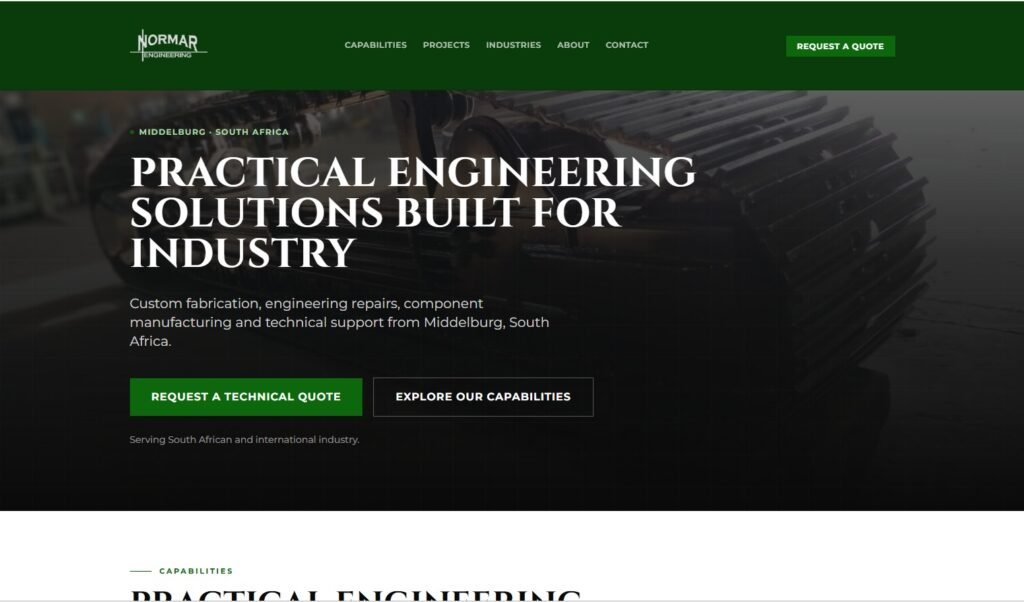 Home Normar Engineering website homepage