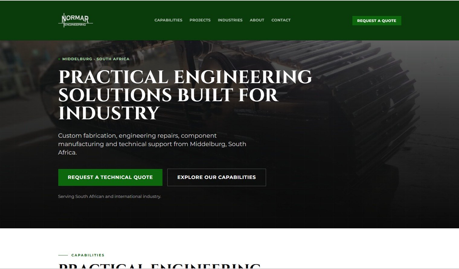 Normar Engineering website homepage