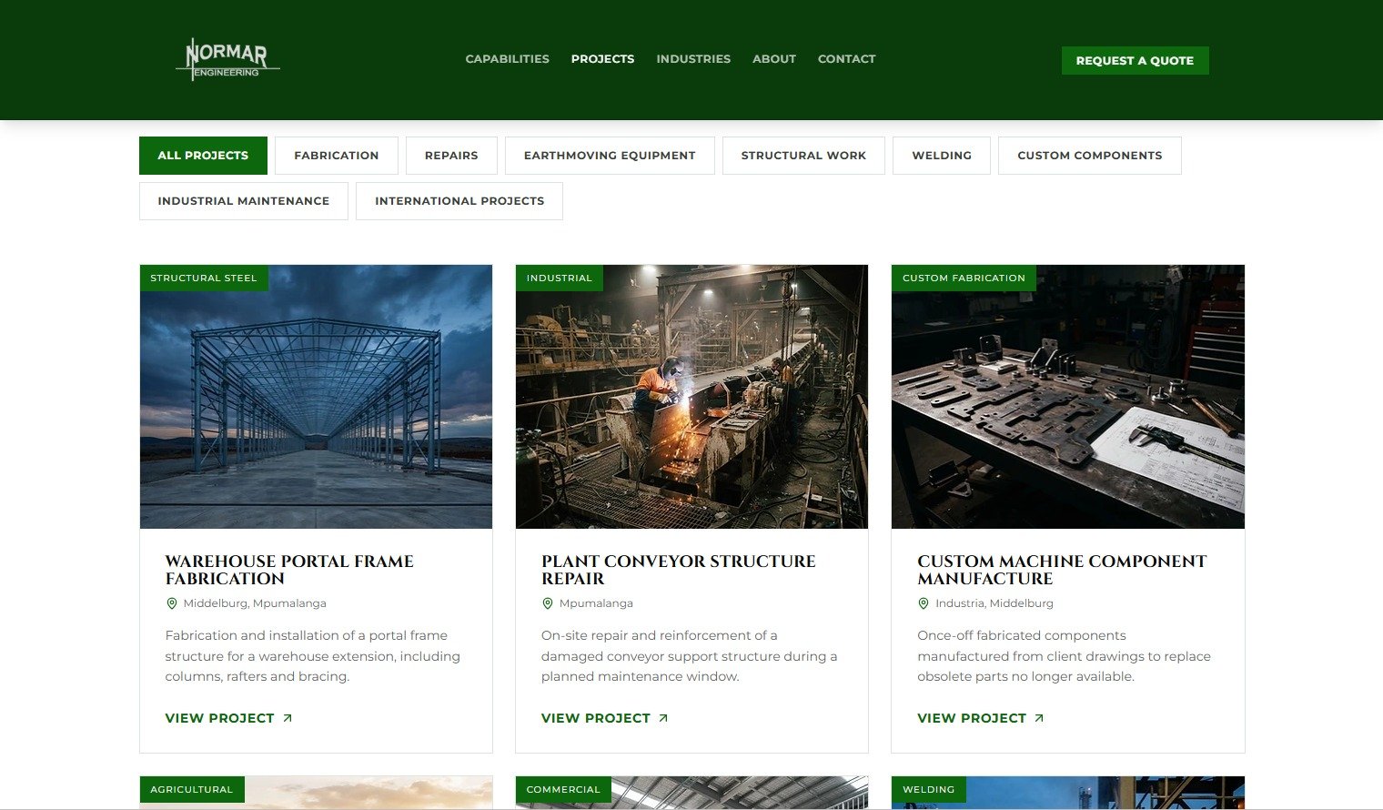 Normar Engineering projects page