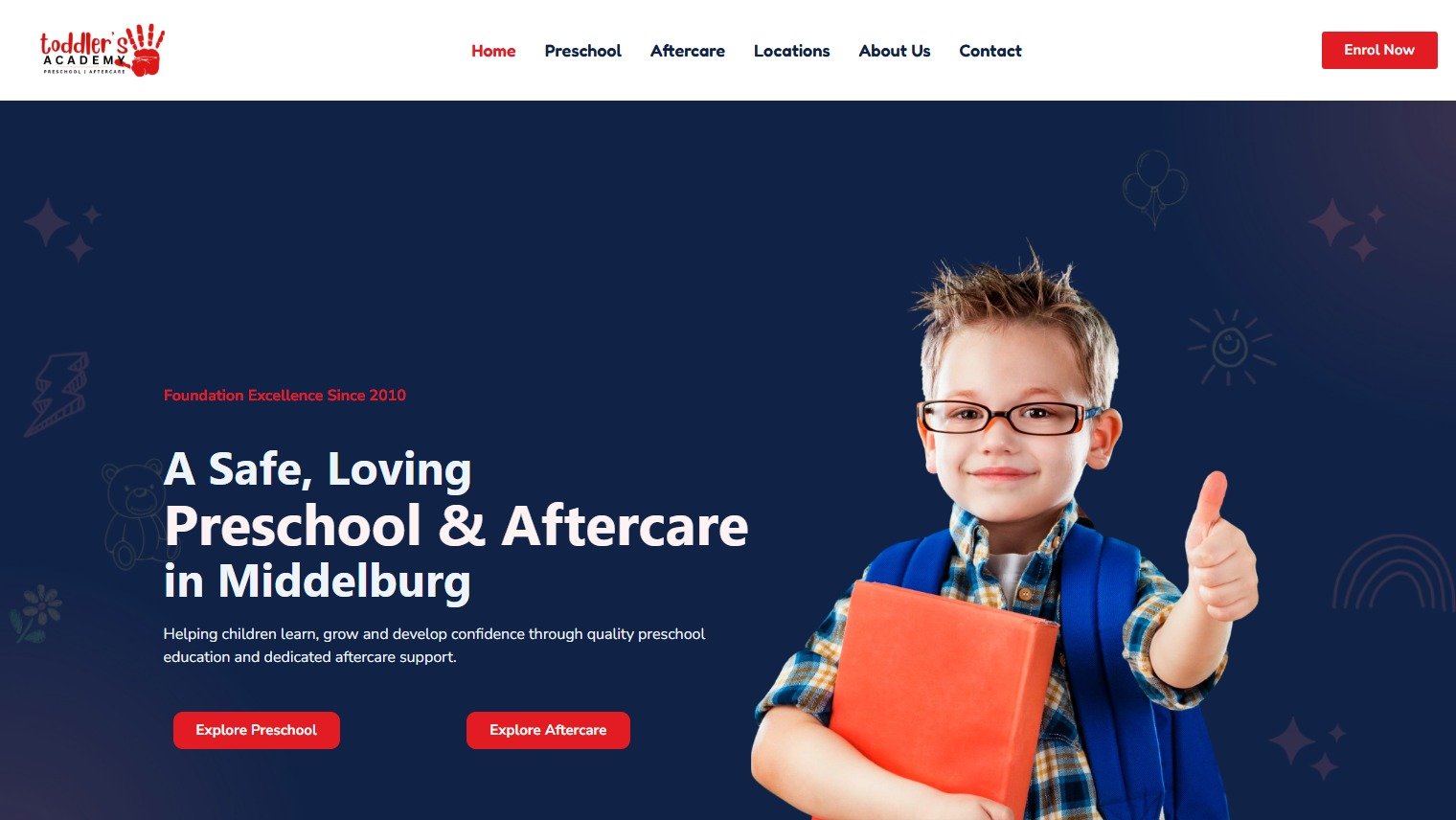 Toddler's Academy website homepage