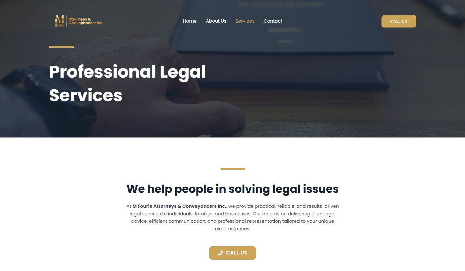 M Fourie Attorneys & Conveyancers website homepage
